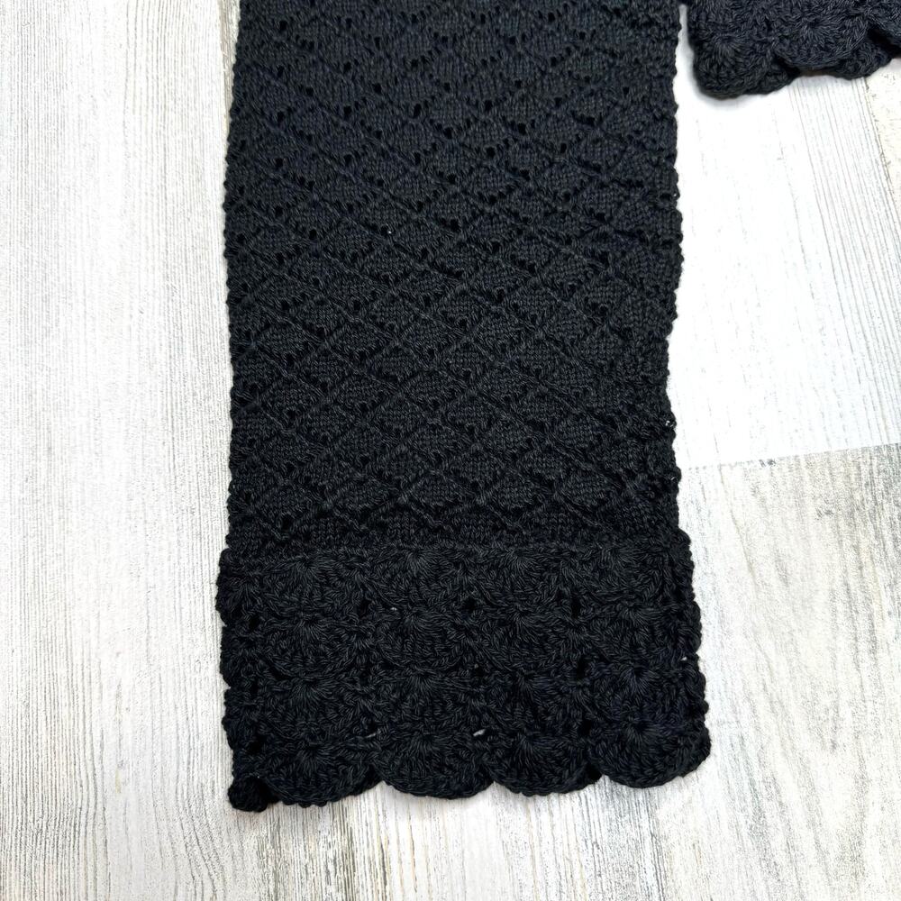 J. Crew Collection Black Crochet Cardigan Sweater Scallop Trim Open Knit Crop S - Picture 7 of 11